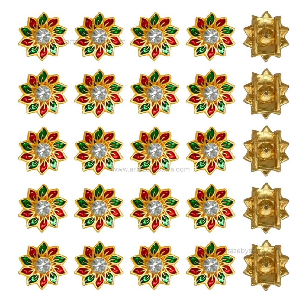 Connector Meenakari Kundan Beads | Size : 16mm | Qty : 12pcs | MKB17
