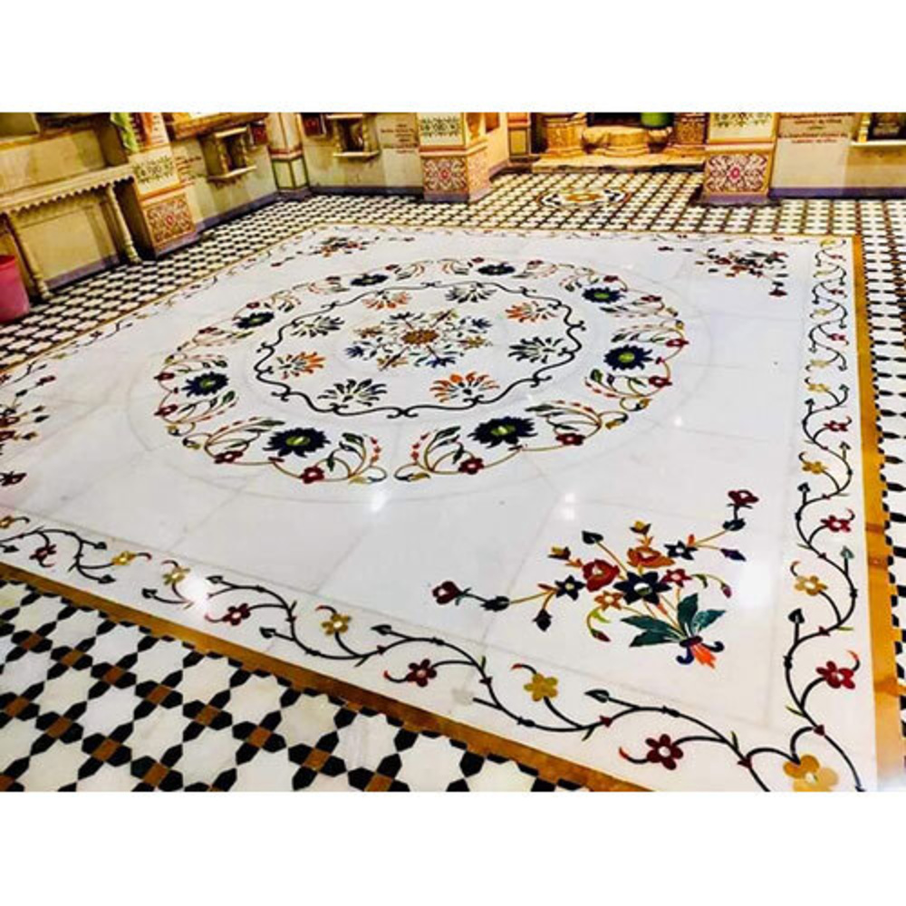 Makrana Marble Flooring Eley Work - Color: Multi Color
