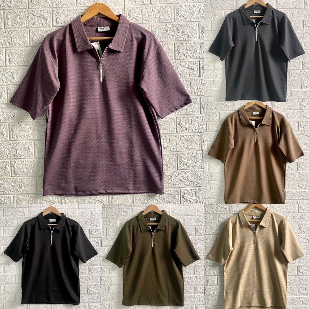 Men's zipper collar T-shirt 
