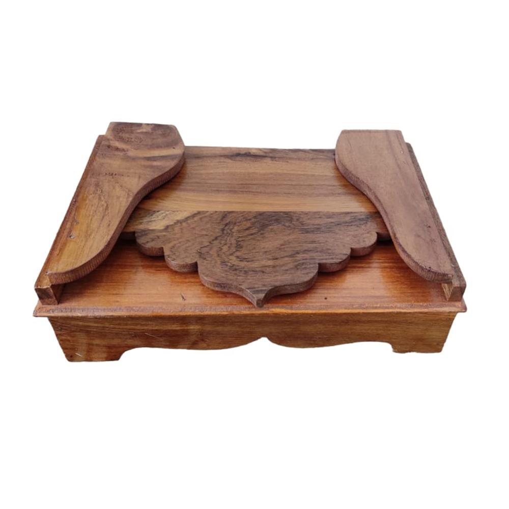 Wooden Folding Sinhasan For Laddu Gopal Ji/Pusti Seva/Krishna Ji/Shrinath Ji/Other Gods (Size - 10 X 8 Inch) - Color: Brown