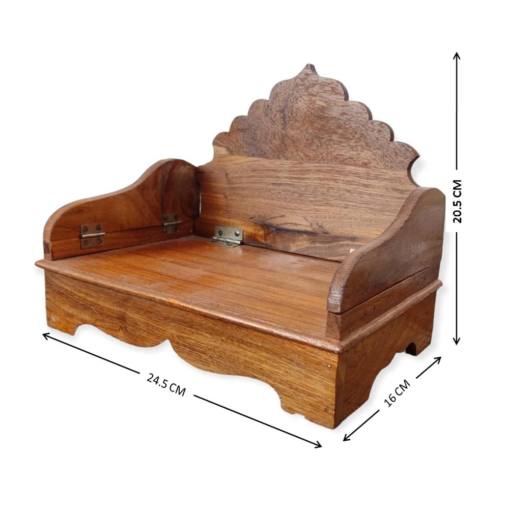 Wooden Folding Sinhasan For Laddu Gopal Ji/pusti Seva/krishna Ji/shrinath Ji/other Gods (Size - 10 X 8 Inch) - Color: Brown