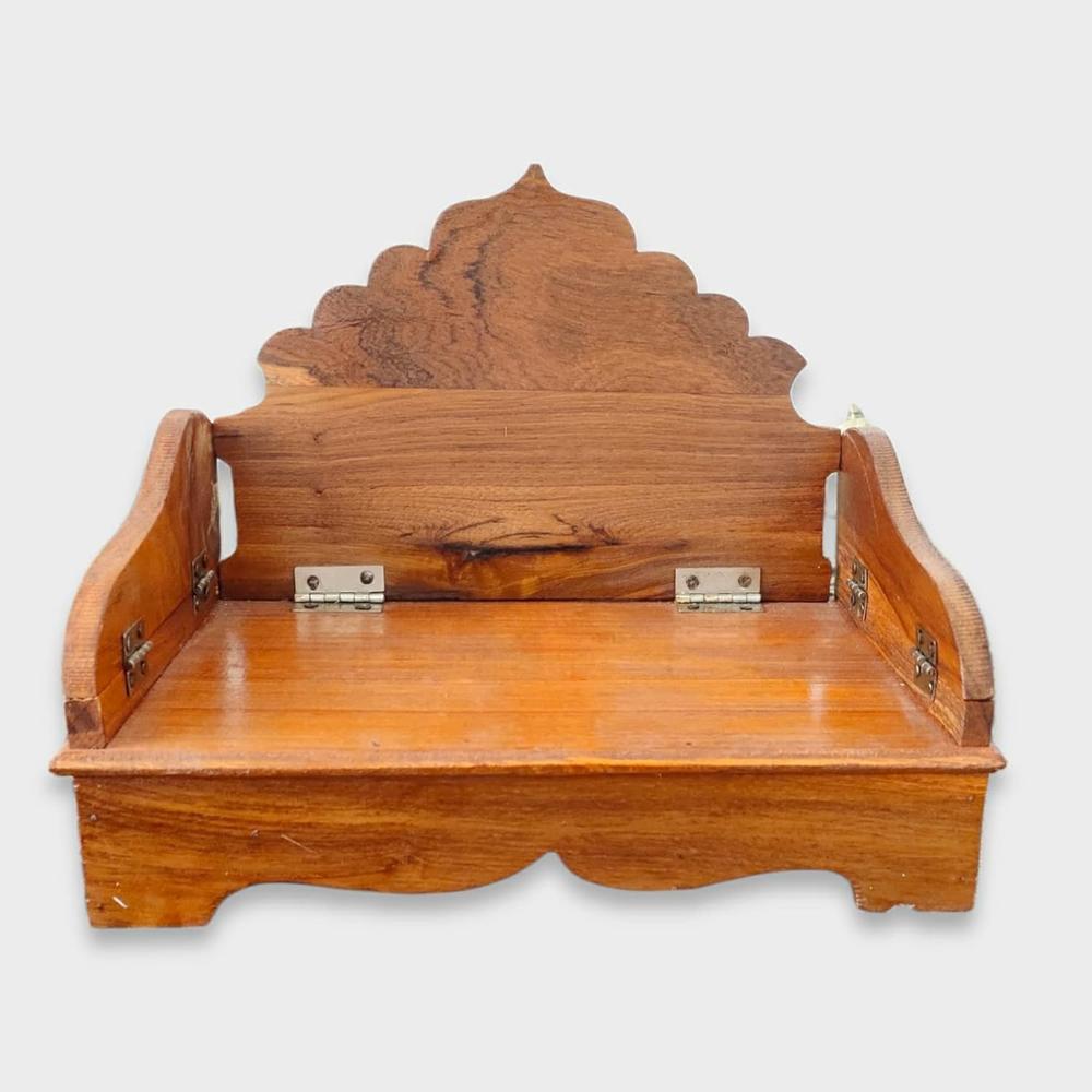 Wooden Folding Sinhasan For Laddu Gopal Ji/pusti Seva/krishna Ji/shrinath Ji/other Gods (Size - 10 X 8 Inch) - Color: Brown