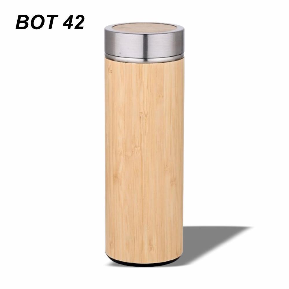 Bamboo Insulated Water Bottle - Color: Wooden