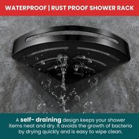 Corner Shower Caddy Aluminium Shelf with Removable Hooks for Bathroom, Kitchen, Home