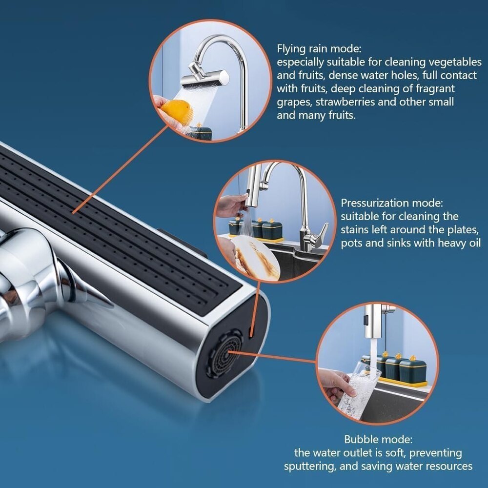 Movable Kitchen Sink Faucet 3 Modes Multi-functional Swivel Faucet Extender - Application: Restaurant