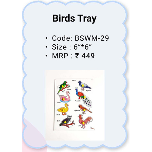Wooden Peg Boards - Birds Tray - Color: Multicolor