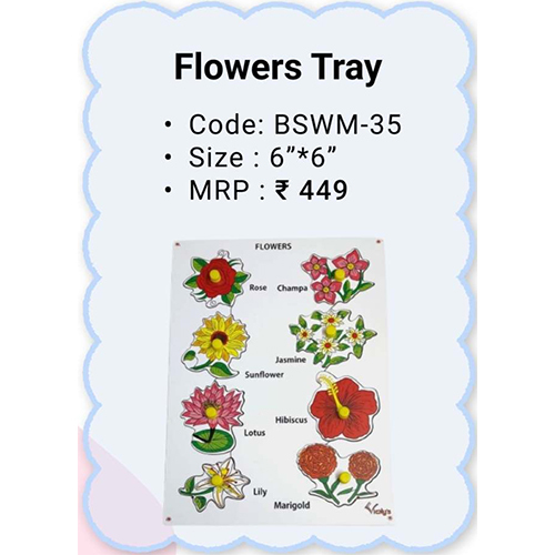 Wooden Peg Boards - Flowers Tray - Color: Multicolor