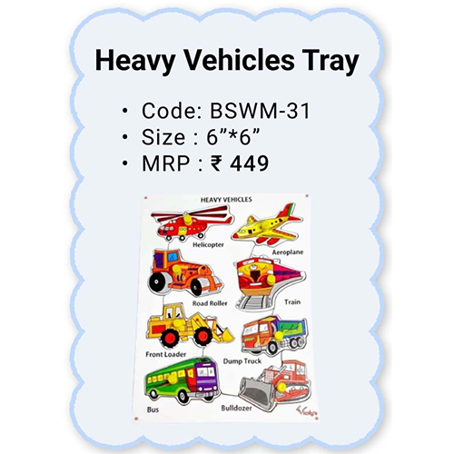 Wooden Peg Boards - Heavy Vehicles Tray - Color: Multicolor