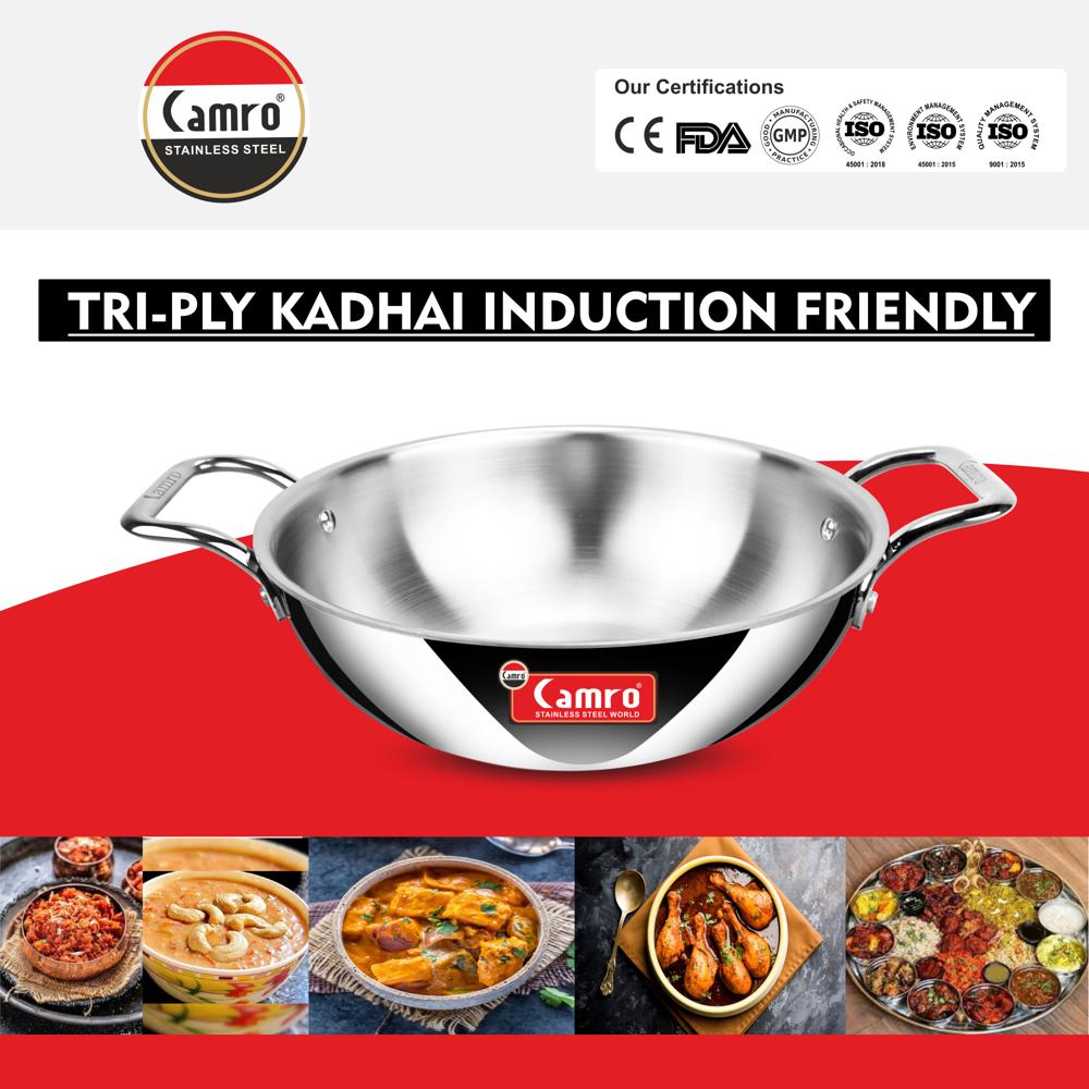 Triply Stainless Steel Kadai 18 cm