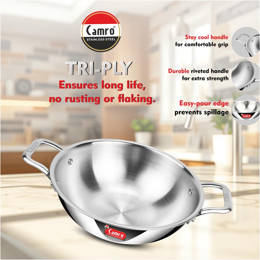 Triply Stainless Steel Kadai 18 cm