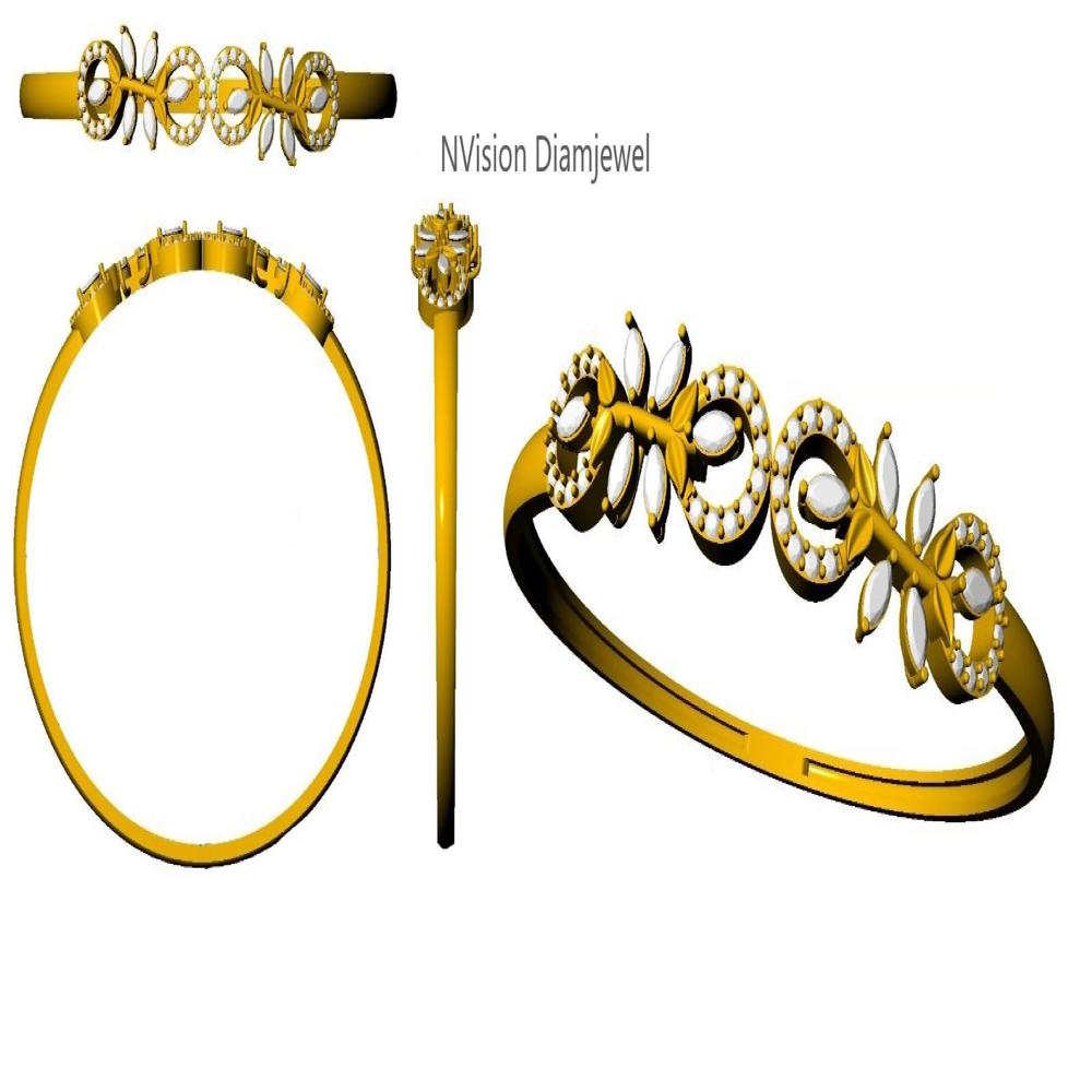 Exquisite Floral Gold Natural Diamond Bracelet