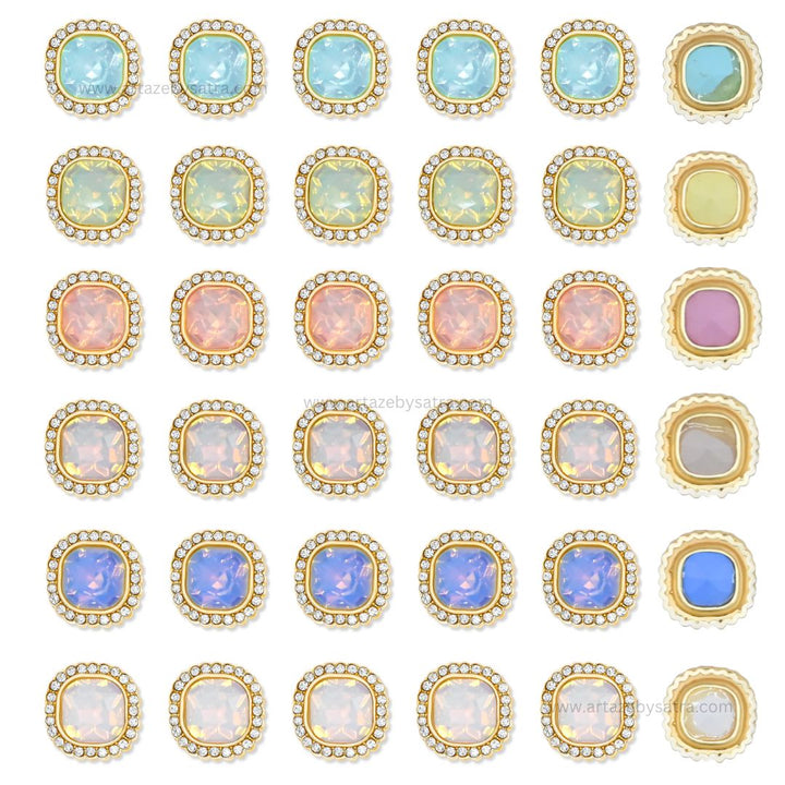Diamond Square Meenakari Kundan Beads | Size : 19mm | Qty : 6pcs | MKB28