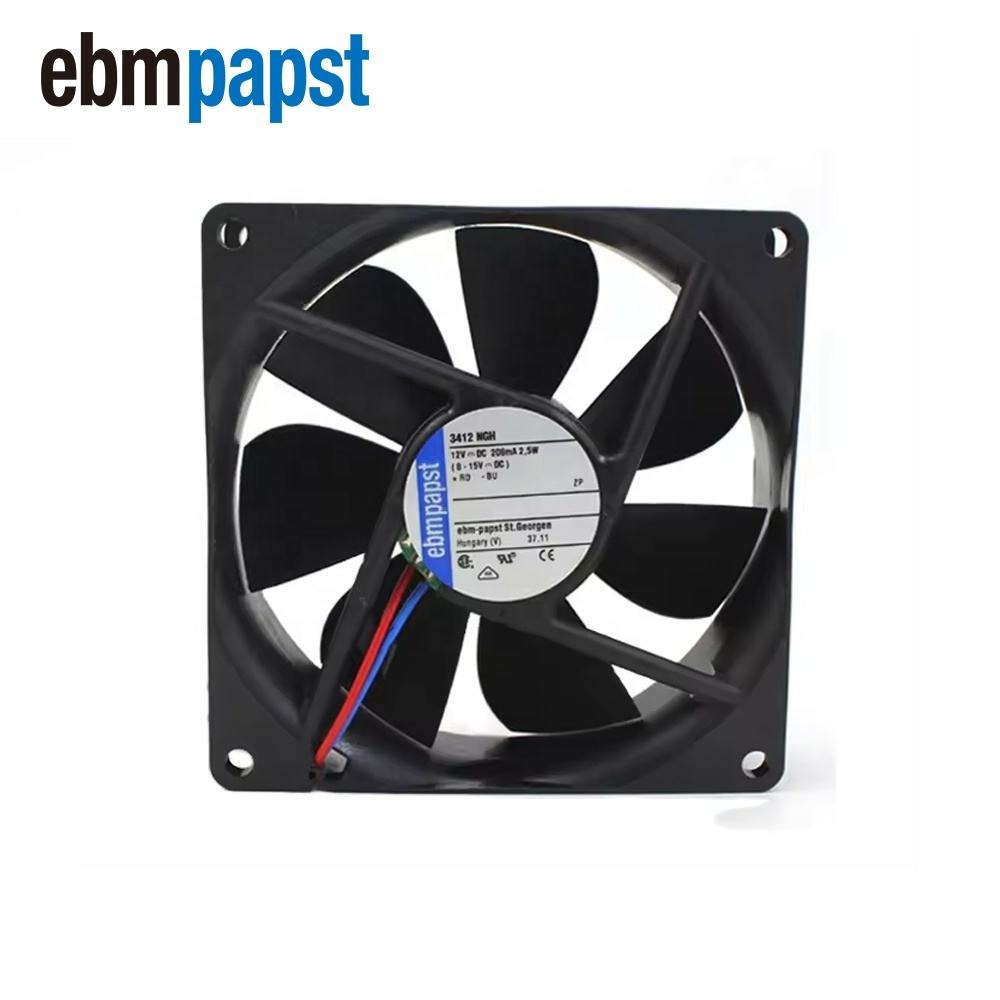 ebmpapst 3412NGH 9225 92X92X25mm 9cm 12V DC 2.5W 55.3CFM 3000RPM Sleeve Bearing Axial Cooling Fan