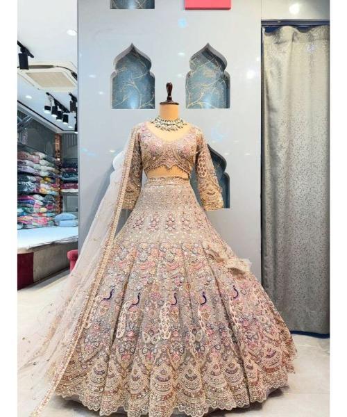 Designer Ivory Color Indian Bridesmaid Bridal Wedding Lehenga Choli With High Quality Embroidery Work for Women