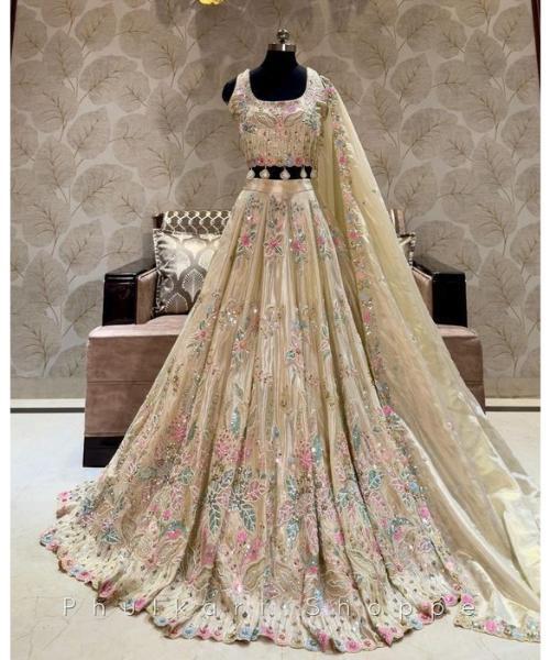 Designer Ivory Color Indian Bridesmaid Bridal Wedding Lehenga Choli With High Quality Embroidery Work for Women