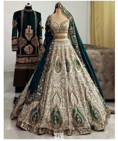 Designer Ivory Color Indian Bridesmaid Bridal Wedding Lehenga Choli With High Quality Embroidery Work for Women