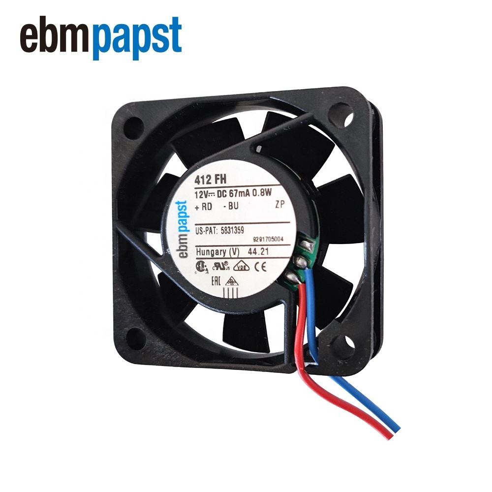 Ebmpapst 412Fh 4010Mm 4Cm 12V Dc 5.3Cfm 0.8W 26Dba 6000Rpm Mini Axial Cooling Fan - Color: Black