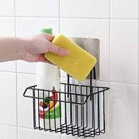 Metal Hanging Basket Wall Mounted Bathroom kitchen Sink Sponge Holder With Towel Hanger