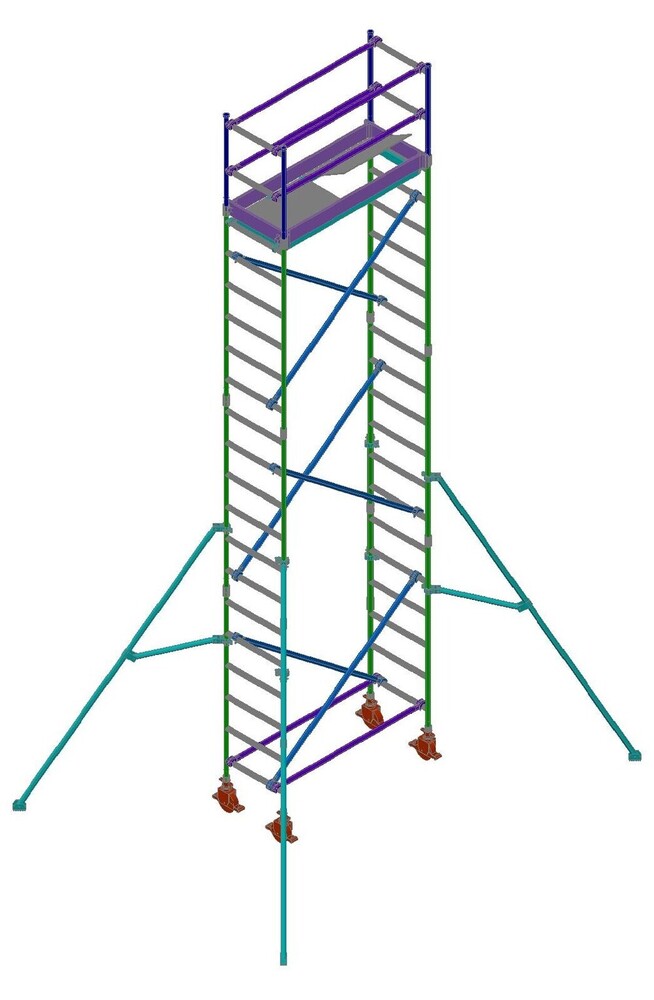 06.30Mtr Platform Aluminium Narrow Span (Single Width) Mobile Scaffolding Tower