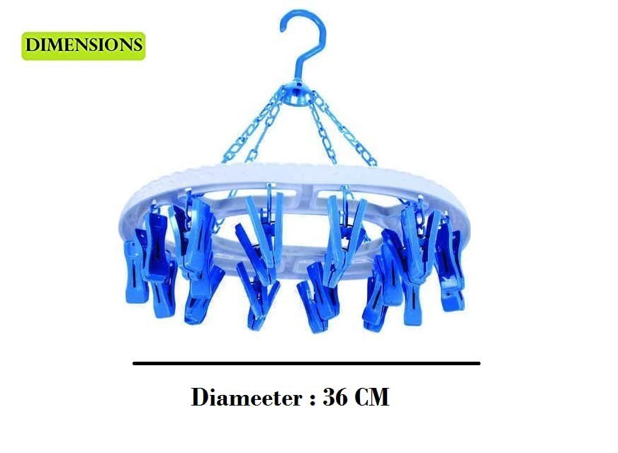 Cloth Drying Hanger With 24 Clips - Color: Silver
