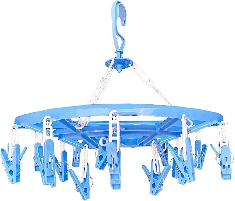 Cloth Drying Hanger With 24 Clips - Color: Silver