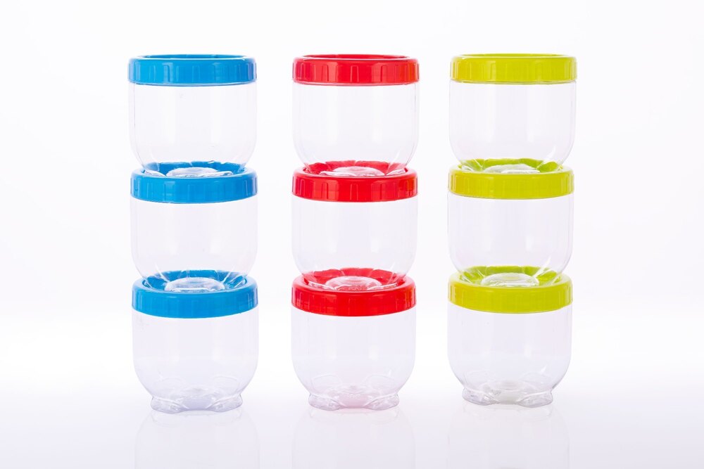 Interlock Container Plastic Storage Condiment Box For Kitchen (Set Of 6) - Color: Transparent