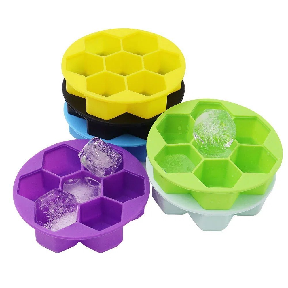 Silicone Hexagon Ice Cube Tray - Color: Purpule