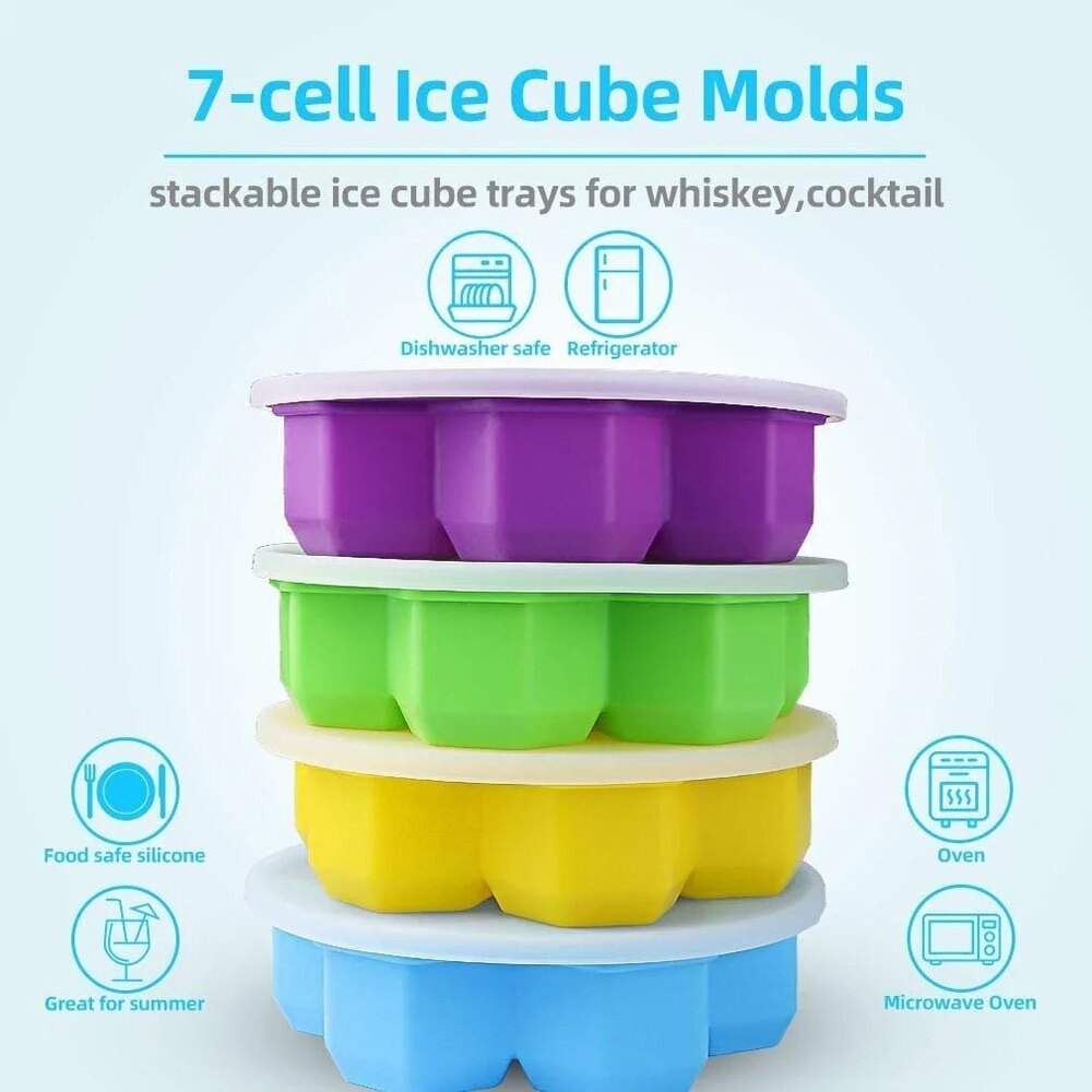 Silicone Hexagon Ice Cube Tray - Color: Purpule