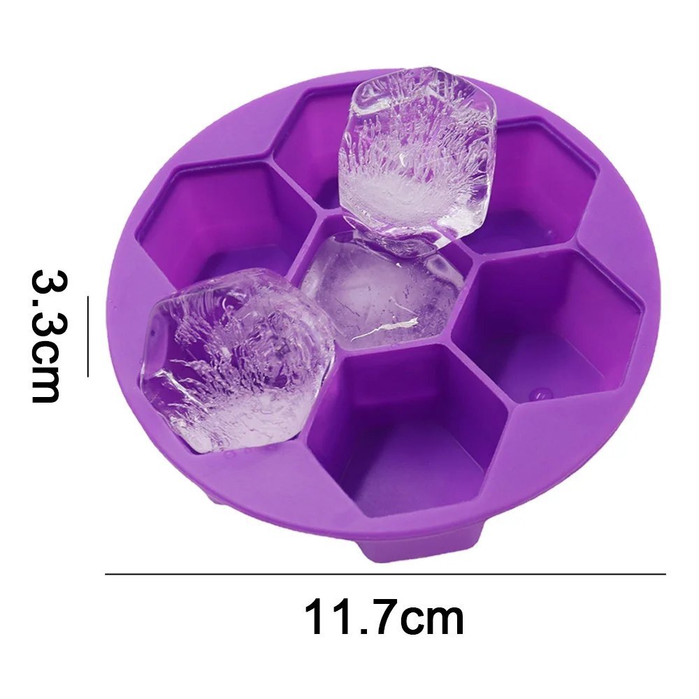 Silicone Hexagon Ice Cube Tray - Color: Purpule