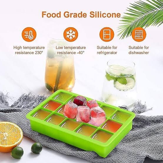 Silicone 15 Ice Cube Tray - Color: Green