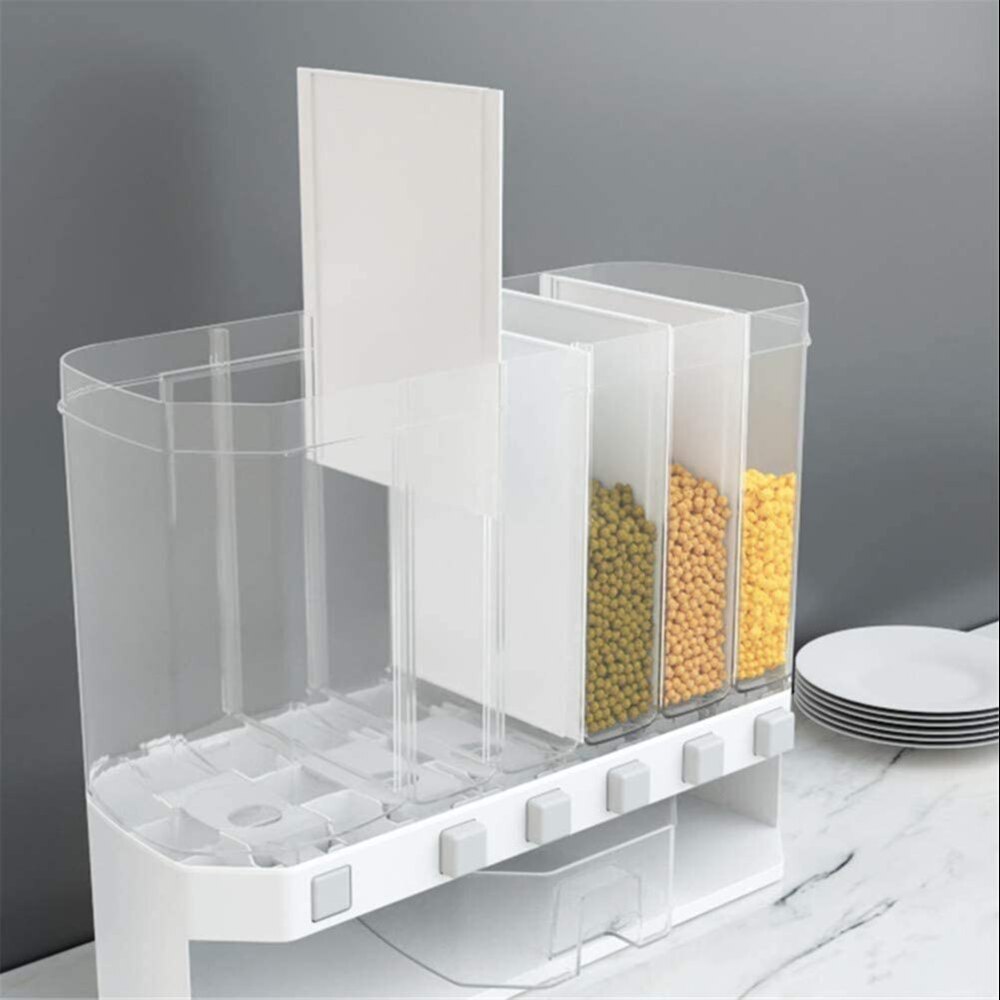 Wall Mounted Cereal Dispenser 6 Grid Dry Food Rice Dispense