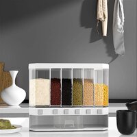 Wall Mounted Cereal Dispenser 6 Grid Dry Food Rice Dispense