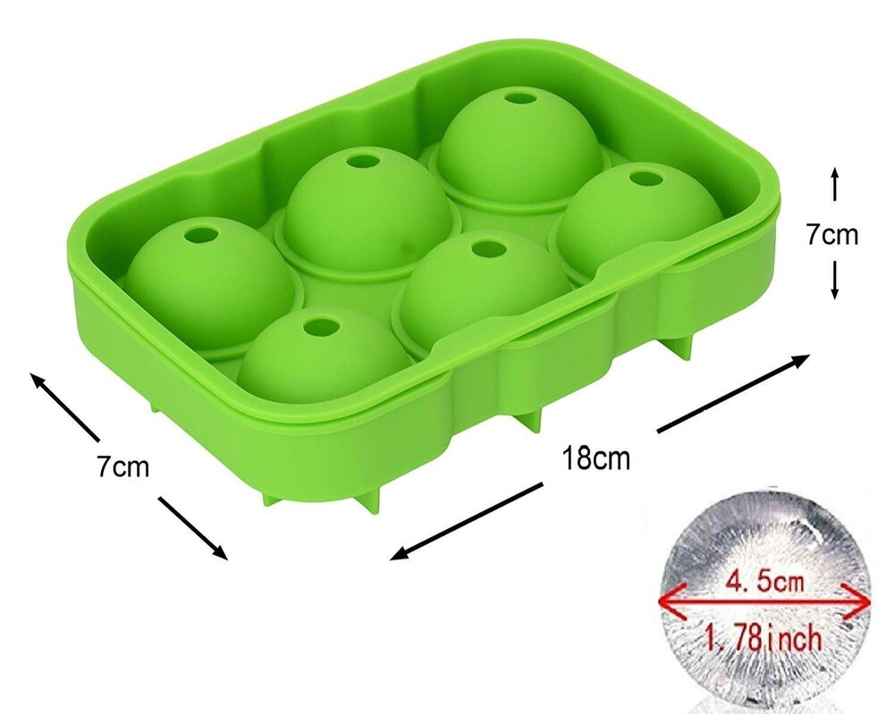 Silicone Ice Ball Maker 6 Ice Ball Mold - Silicone Material, Different Sizes Available | Manual Installation, Durable Design, Poly Packed