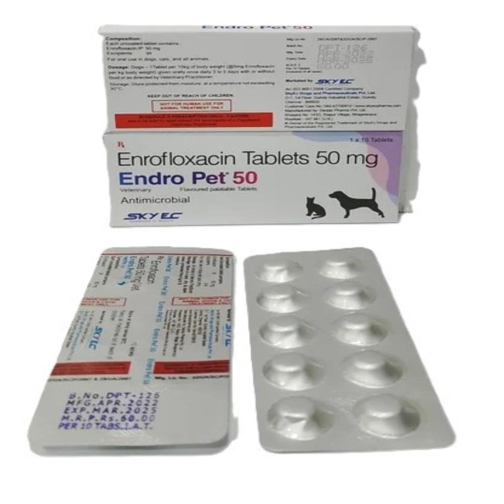 Endro Pet 50Mg Enrofloxacin Tablet - Packaging Type: Box