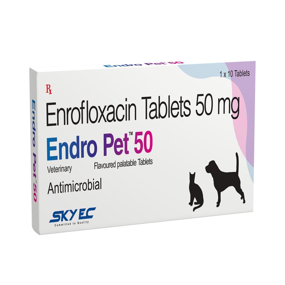 Endro Pet 50mg Enrofloxacin Tablet - Packaging Type: Box