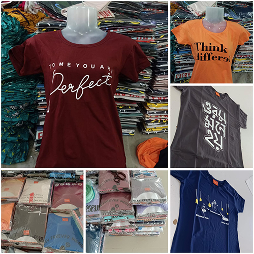 Lycra Half Sleeve Ladies T-shirt With Chest Printed