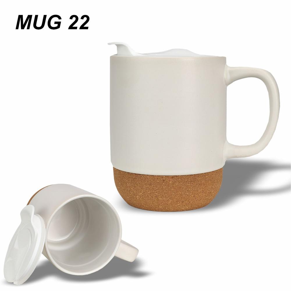 CERAMIC MUG WITH LID & CORK BASE CAPACITY 250 ML