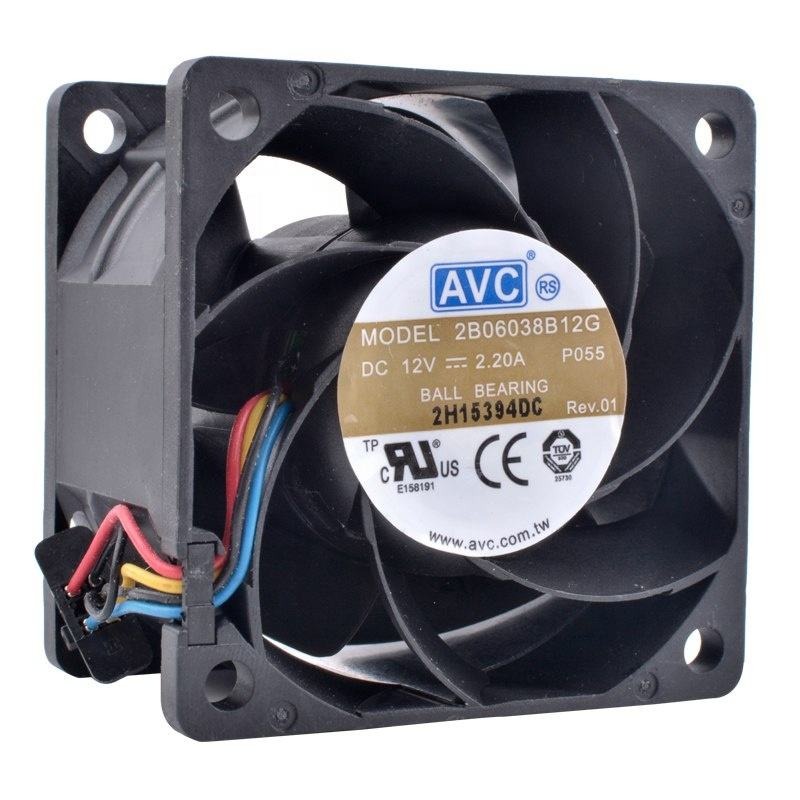 AVC 2B06038B12G 6038 60X60X38mm 6cm 12V DC 2.2A 26.4W 13500RPM 87.87CFM Ball Bearing Server Small Axial Cooling Fan