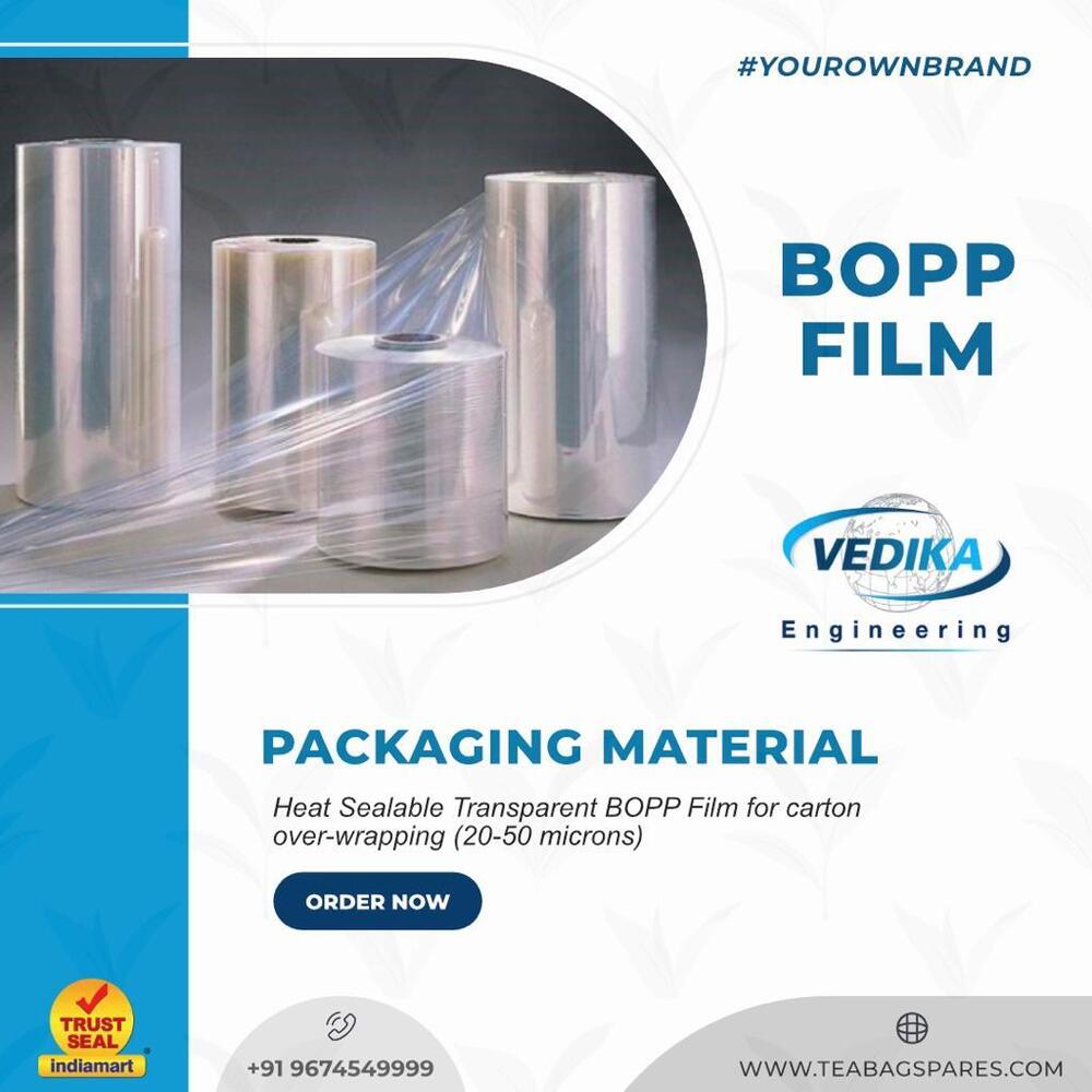 BOPP Film - 20-50 Microns Thick, High Transparency, Heat Sealable for Teabag Carton Over-Wrapping, Customizable Width, Food Grade Compliance