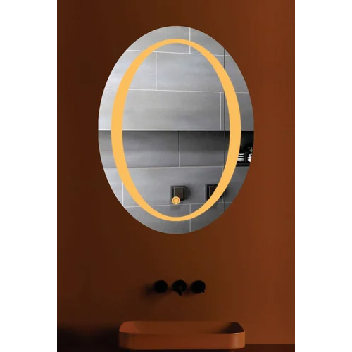 Yellow Line Oval Led Mirror - Color: Clear