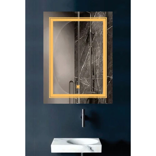 Yellow Fancy Line Led Mirror - Color: Clear