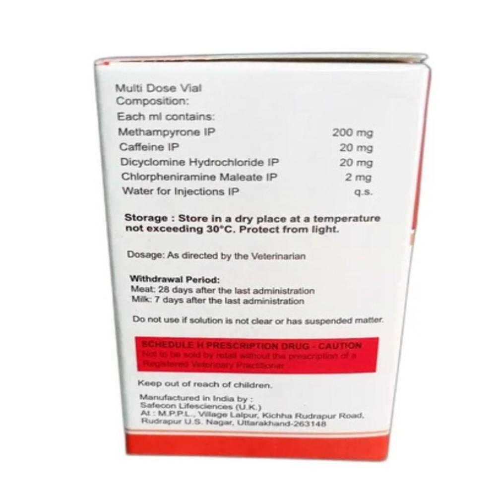 Spasmovet Dicyclomine Hydrochloride 30ml Injection - Packaging Type: Box