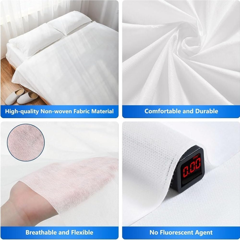 Disposable Bed Sheet - Non-woven Material, 160x230cm Quilt Cover, 180x230cm Bed Sheet, 2x50x80cm Pillowcases, White, Single-use Travel Bedding
