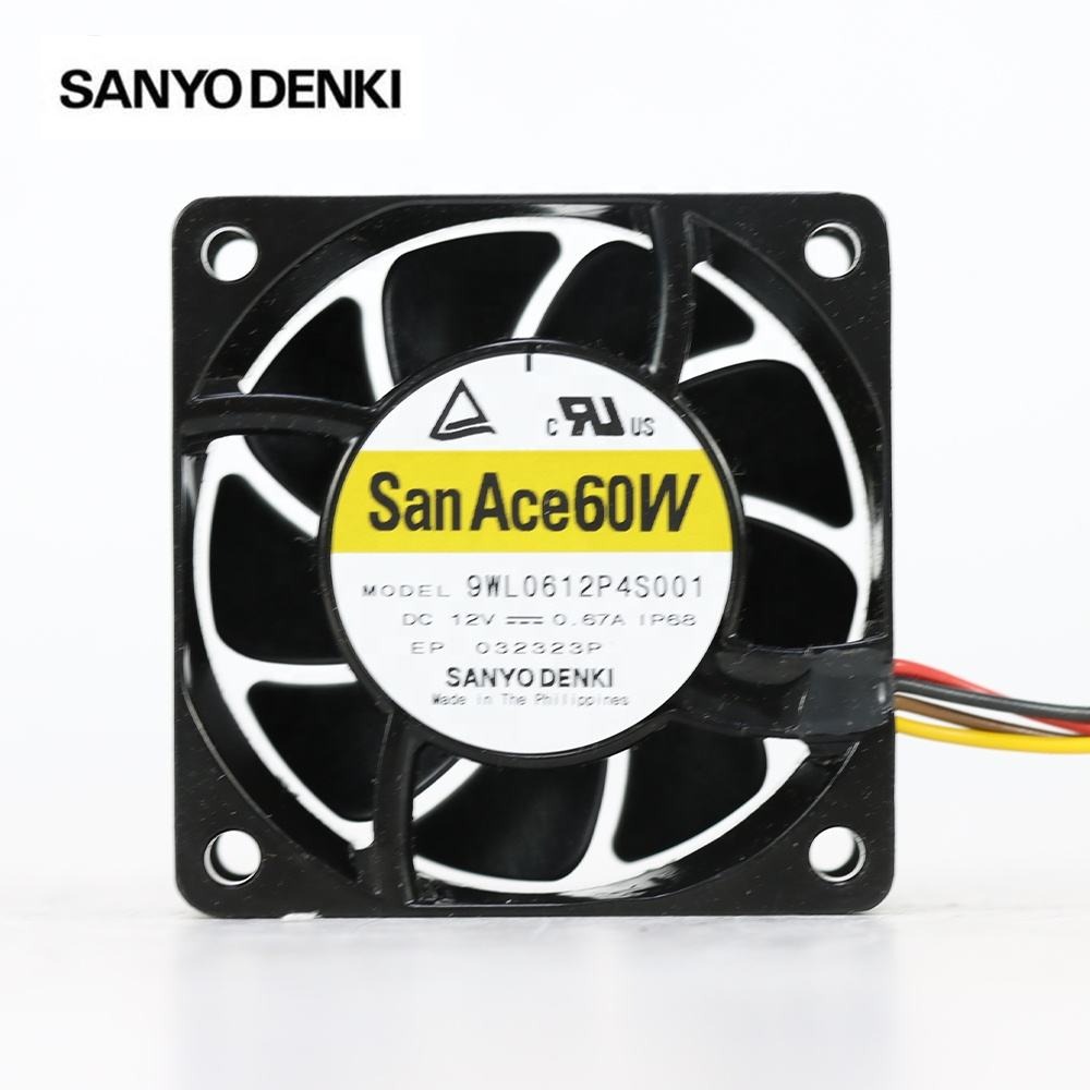 Sanyo 9WL0612P4S001 60x60x25mm 12V DC 49.4CFM 8.04W 53dBA 11000RPM 300Pa Splash/Dust Proof Wire Leads Axial Cooling Fan