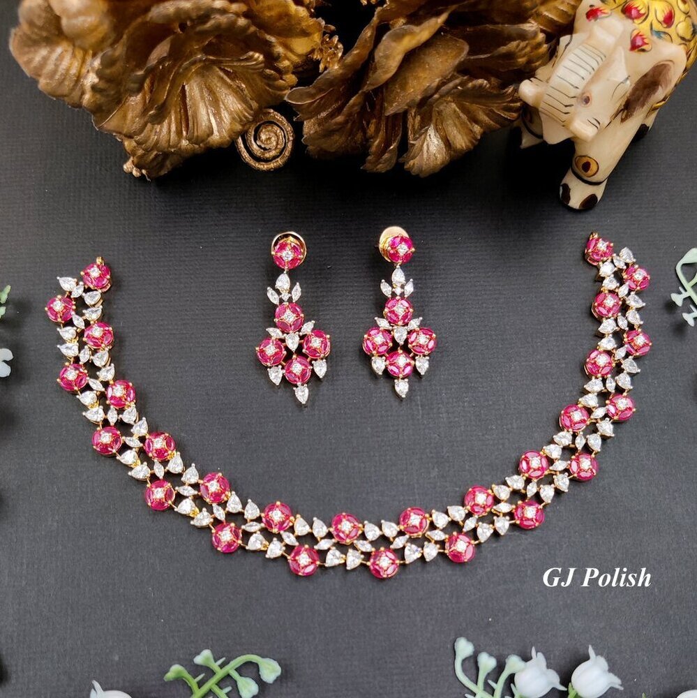 Trendy Shiny AD Necklace Set