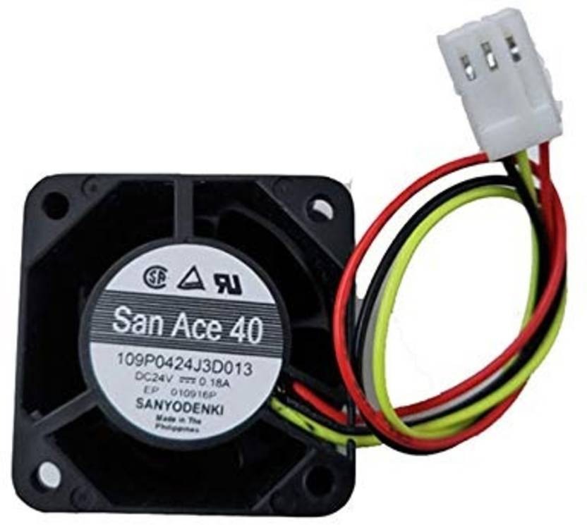 SanAce 109P0424J3D013 Axial Fan 24V-0.18A DC Brushless Air Cooling Fan 4028 3Pin Cooler  (Black)