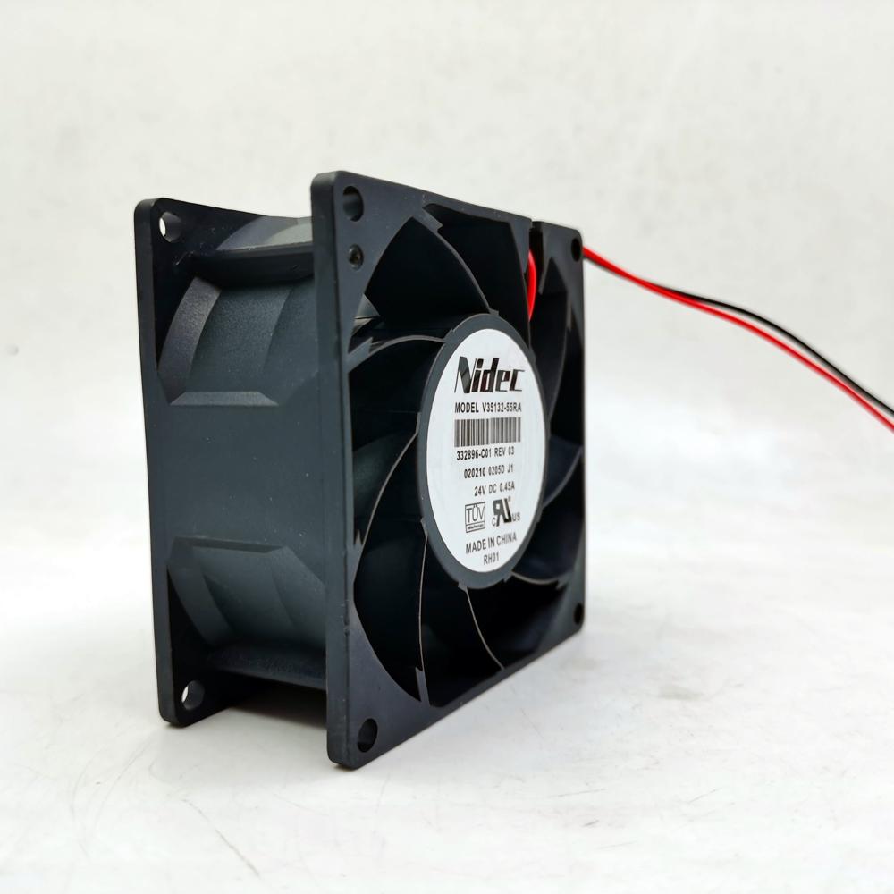 NIDEC V35132-16F V35132-55RA 80X80X38mm 8038 24V DC 8CM Wire Leads Gale Volume Server Inverter Axial Cooling Fan