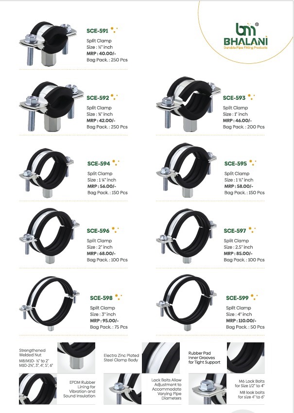 1'' To 6'' Split Clamp - Color: Silver