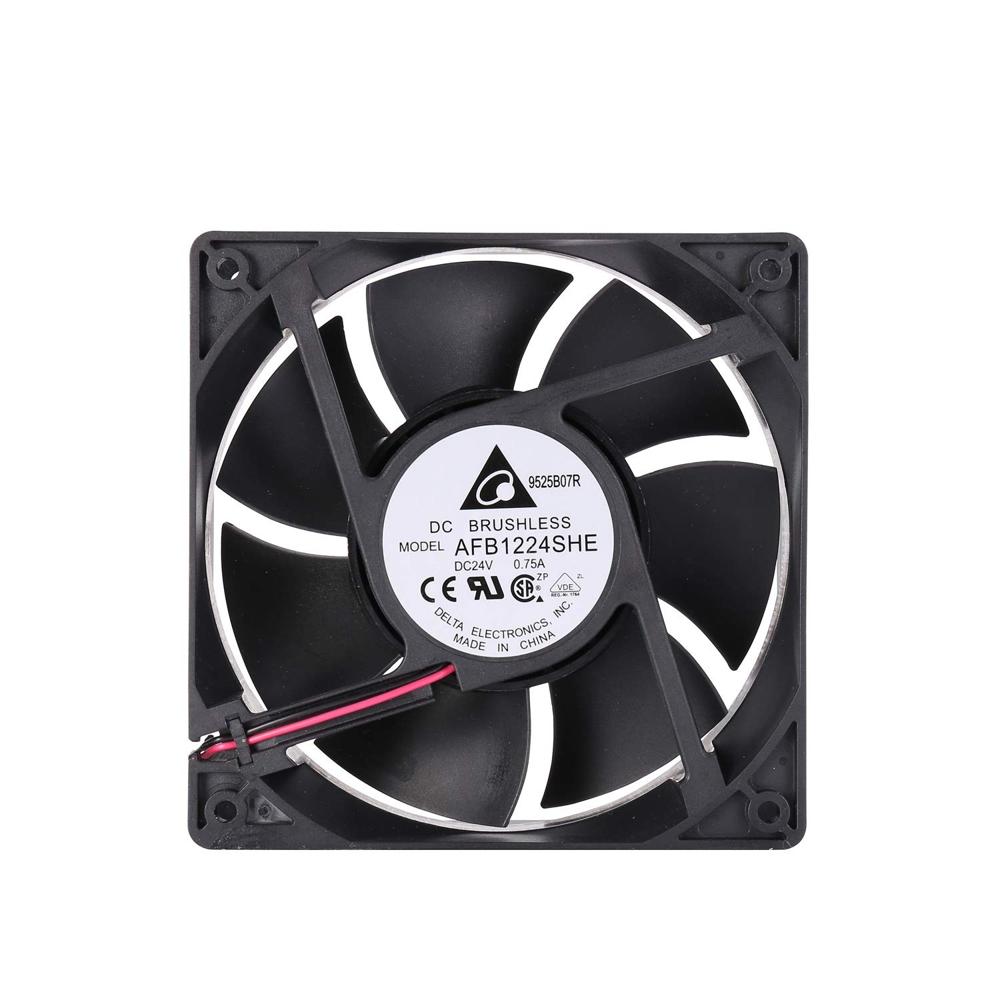 Delta 120mm High Cfm Fan Afb1224she 24v Dc 120mm 3pin 2 Wire Pc Computer Cpu Case Exhaust Muffin Fan With Metal Finger Guard Grill 3700rpm - Color: Black