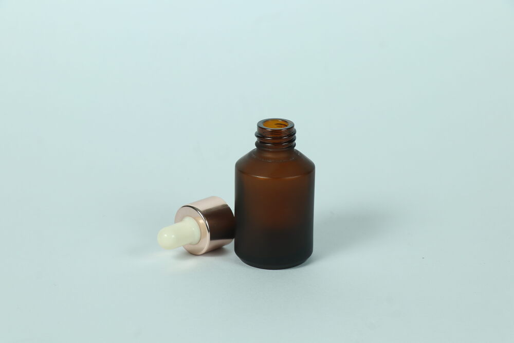 30ml Slant Amber Frosted Bottle - Material: Glass